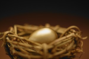 26 Oct 2004 --- Golden Nest Egg --- Image by © Royalty-Free/Corbis